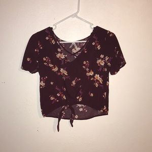 Mudd burgundy floral crop top
